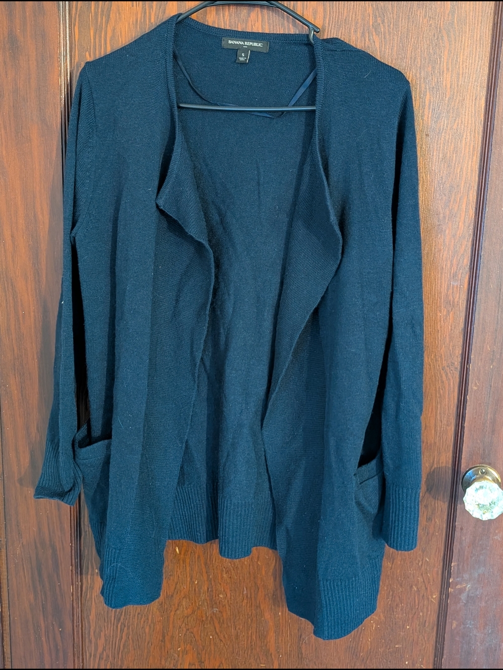 Banana Republic Black Open-Front Draped Knit Cardigan